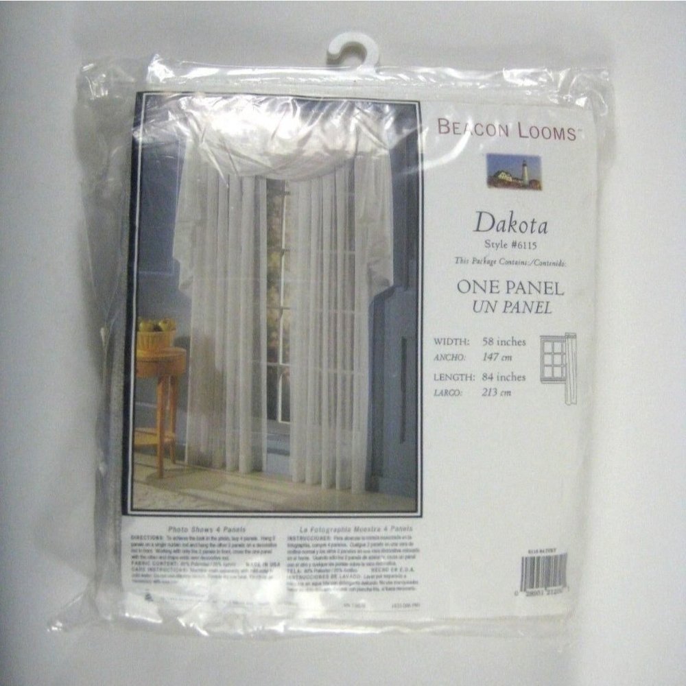 NEW Beacon Looms 1 Panel Curtain Window 58 x 84 Inches Sheers Off White Pattern